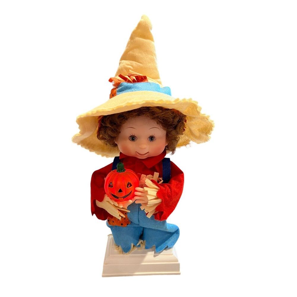 VTG Animated Halloween Kids Scarecrow‎ Head & Hands Move 18" Tall Works